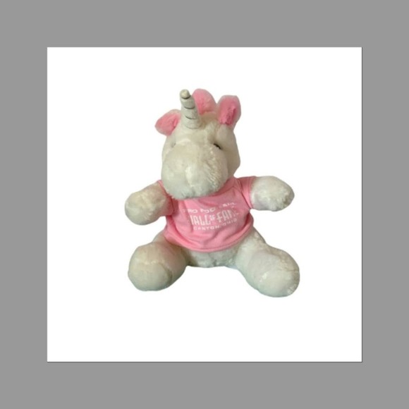 Hit Wear Pro Football Hall of Fame White and Pink Unicorn Stuffed Toy - Picture 1 of 5